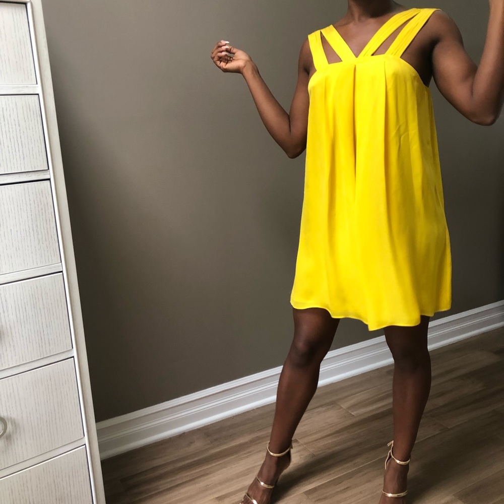 Yellow Alice and Olivia silk dress
